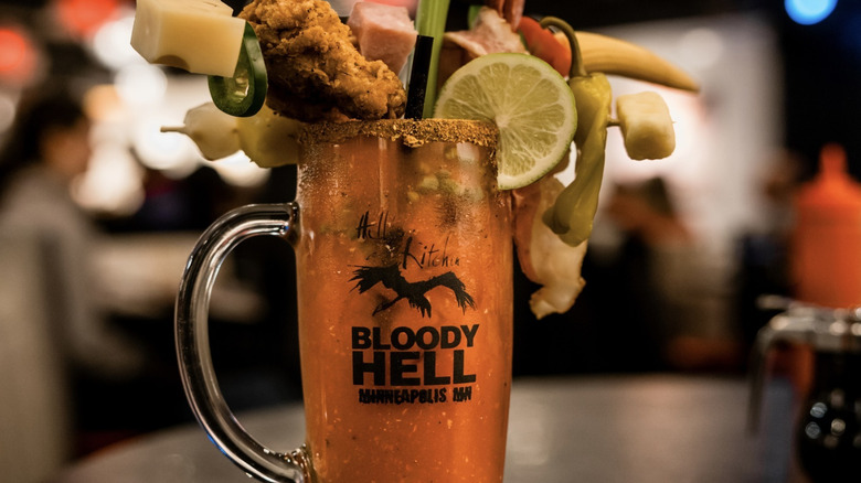 Bloody Mary in mug at Hell's Kitchen Mpls