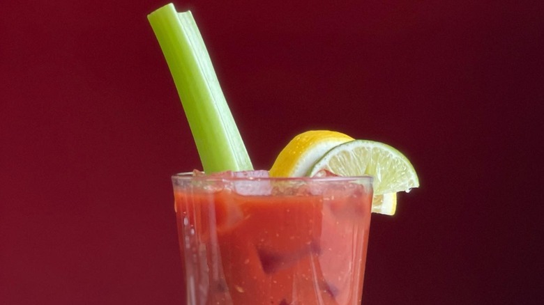 Basic Bloody Mary on Burgundy background