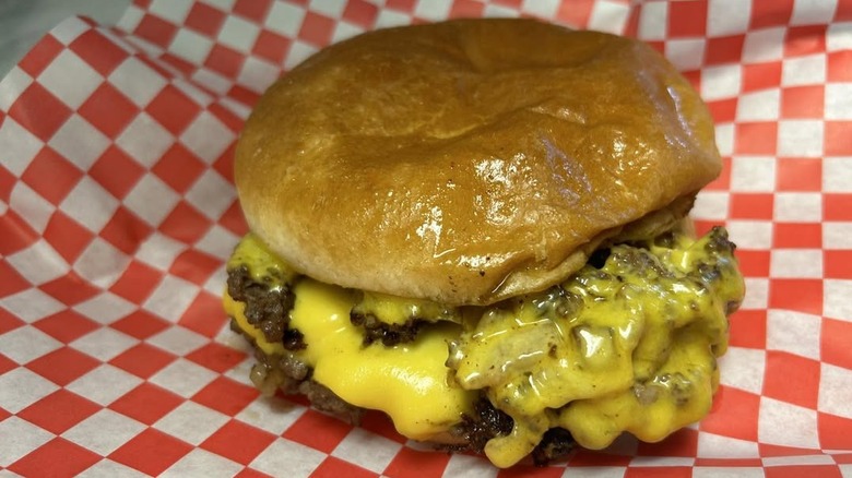 A cheeseburger from Bionic Burger.