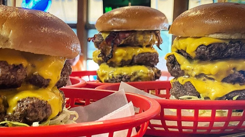 Stacked cheeseburgers from Stella's Bar and Grill.