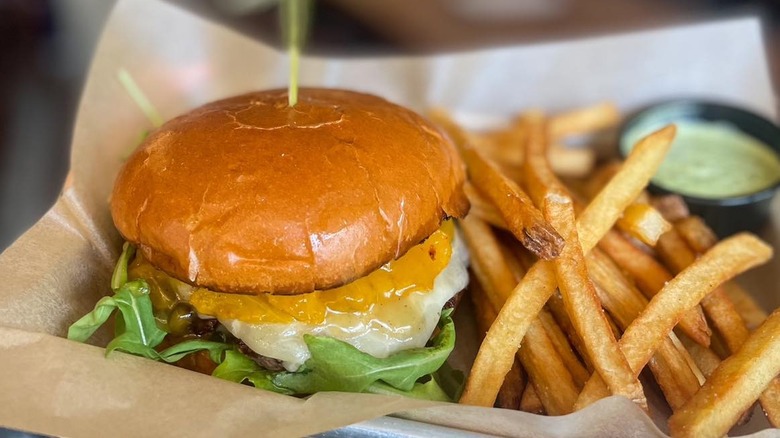 A cheeseburger and fries from The Avenue.