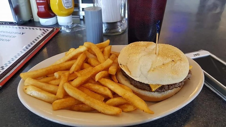 A cheeseburger and fries from Broadway Burger Station.
