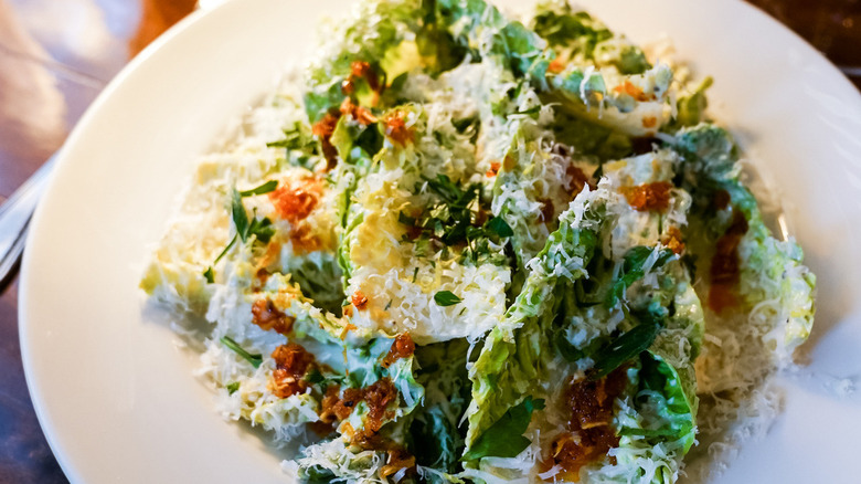 A close-up of a Caesar salad at Sammie's Italian