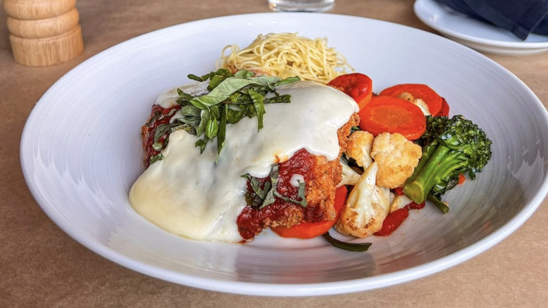 Chicken parm with vegetables and pasta from Park & A
