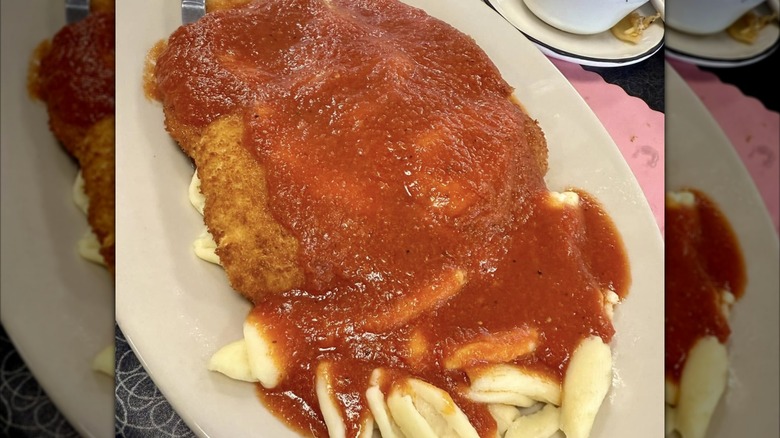 A plate of chicken parm from Mike's Kitchen