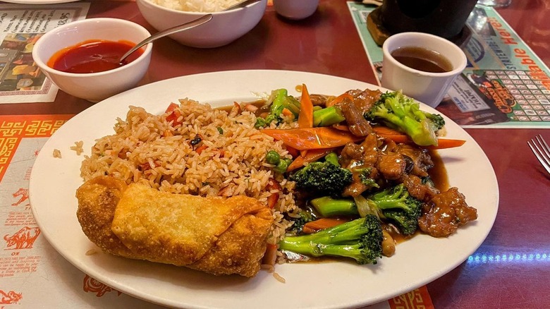 A plate of Chinese food at Pagoda in North Pole