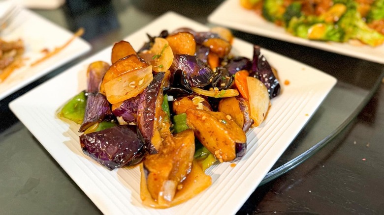 A plate of stir-fried vegetables at Mr. Hui's in Little Rock