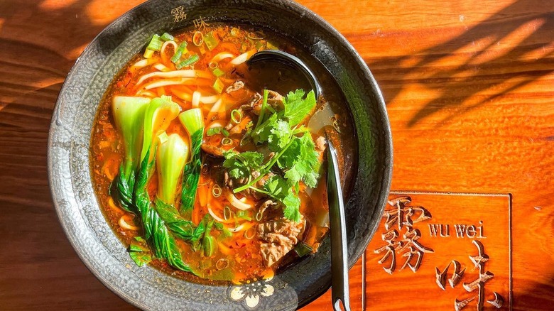 A bowl of noodle soup at Wu Wei Chong Qing Cuisine in Honolulu