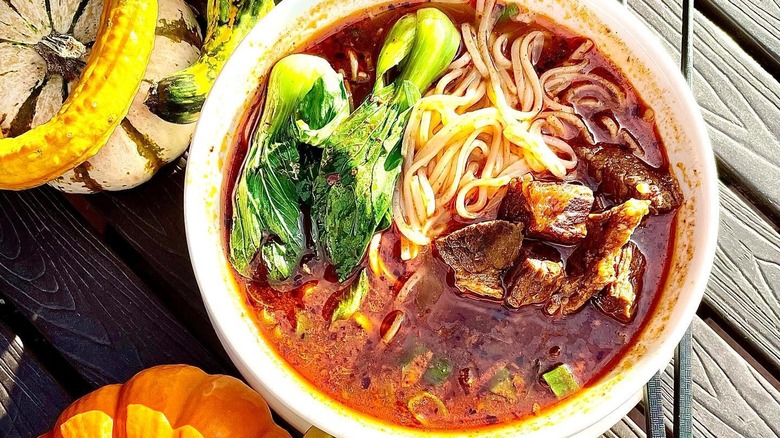 A bowl of beef noodle soup at Sichuan Kitchen in Portland