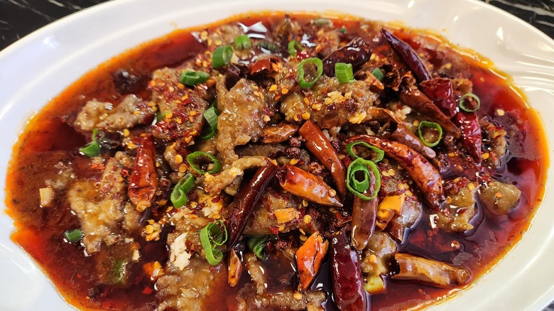 A plate of spicy chicken at Corner 21 Chinese Cuisine