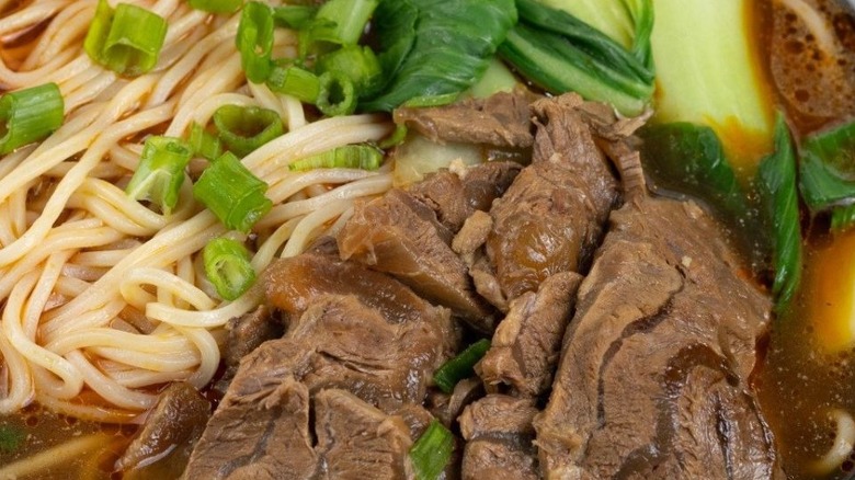A bowl of beef noodle soup at Happy Dumpling in West Lebanon