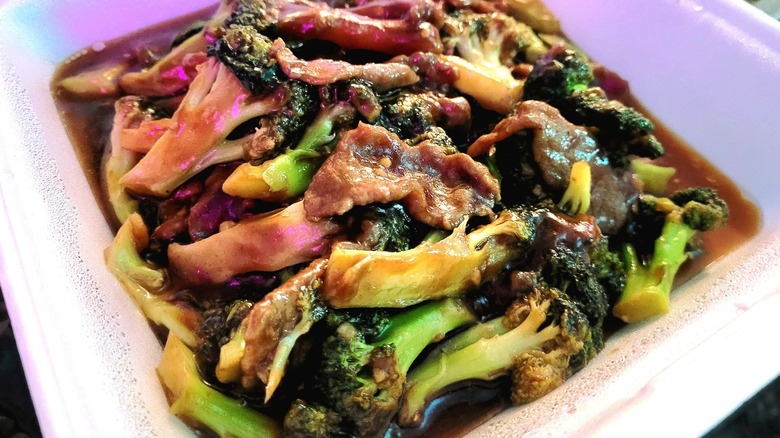 A plate of beef and vegetable stir-fry at Chopstix in Albuquerque