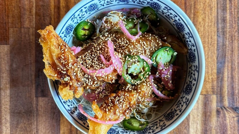 A plate of honey garlic tempura soft shell crab at Jackrabbit Filly in Charleston