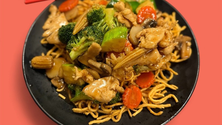 A plate of crispy pan-fried noodles at Phnom Penh Restaurant in Sioux Falls