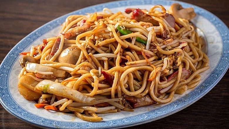 A plate of stir-fried noodles at China One in Charleston