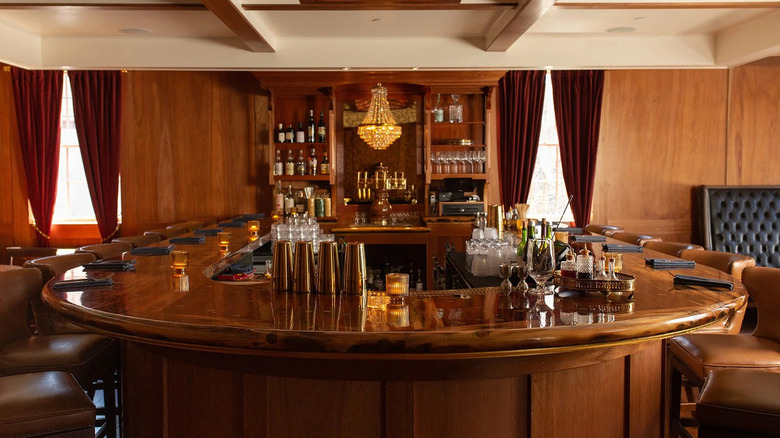 Wood bar at Port of Call in Connecticut