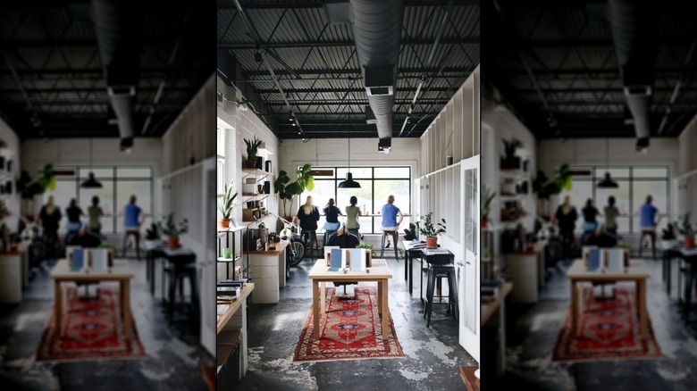 Inside the seating area of Chrome Yellow