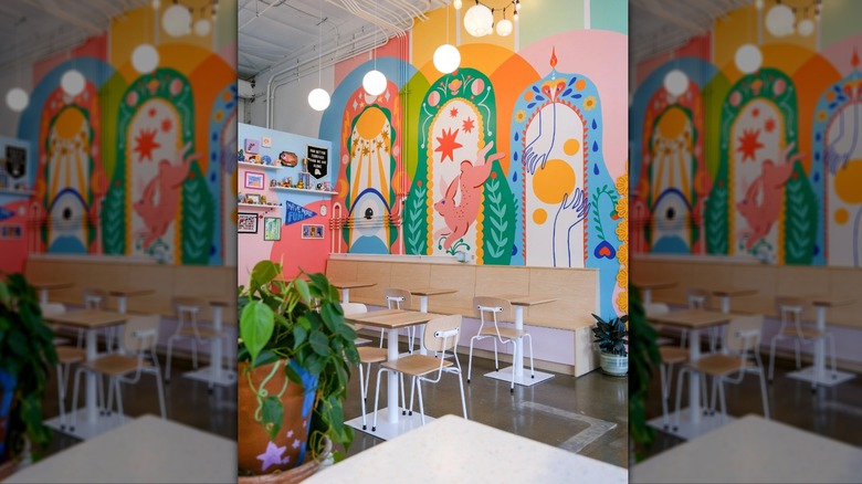 Seating area inside Matryoshka Coffee