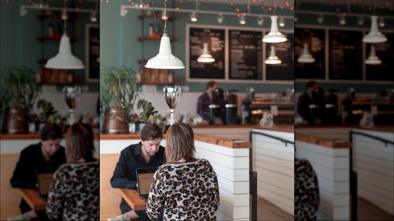 People sitting at a table at Rare Bird Coffee Roasters