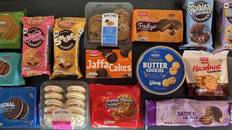 A flat lay of different cookie brands