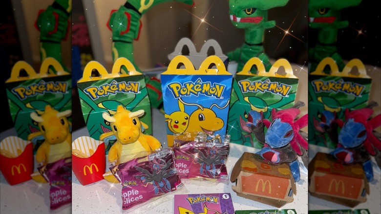 Collectable Pokémon and McDonald's collaboration Happy Meals and cards.