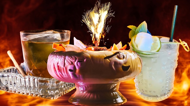 Variety of the best flaming cocktails in America