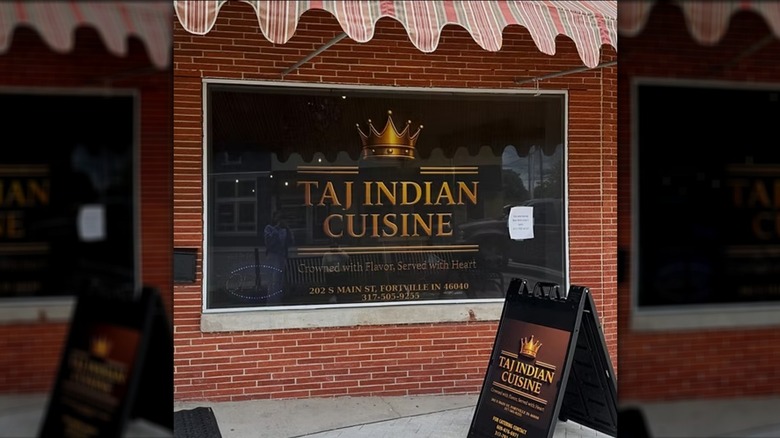 Exterior of Taj Indian Cuisine in Fortville