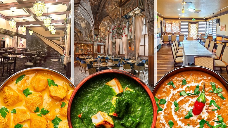 Various Indian dishes together on a restaurant background