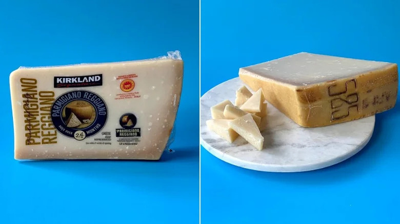 A block of Costco's Kirkland Signature Parmigiano Reggiano