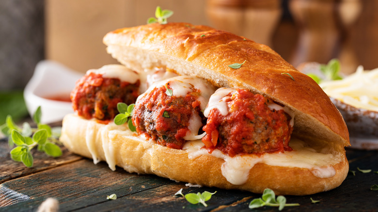 Meatball sub with melted cheese