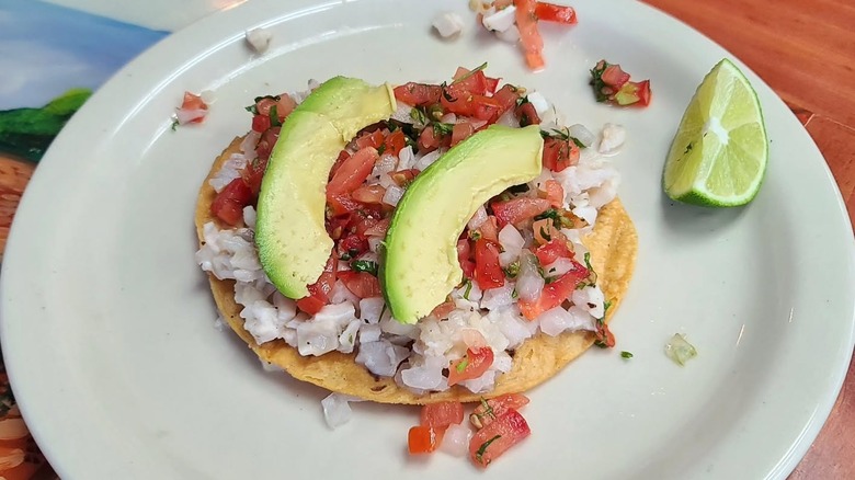 A ceviche tostada at Taqueria El Palenque