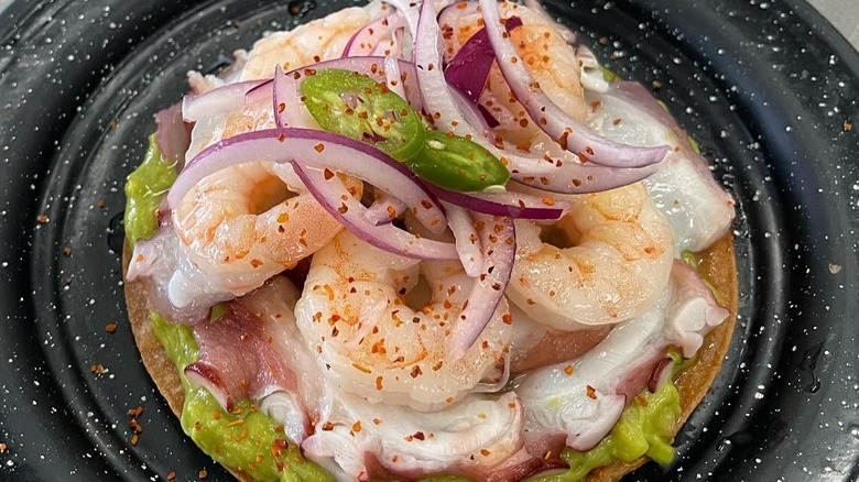 A seafood tostada at Da Seafood Cartel