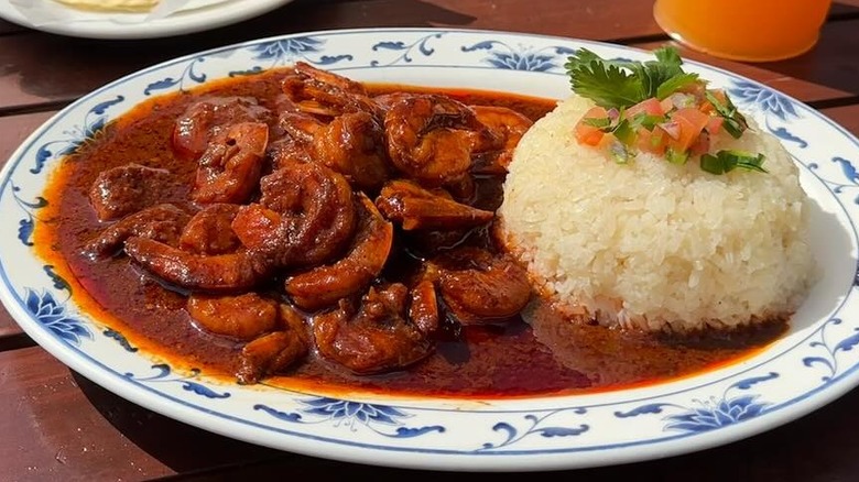 A plate of camarones a la diabla at Adelita Mexican Restaurant