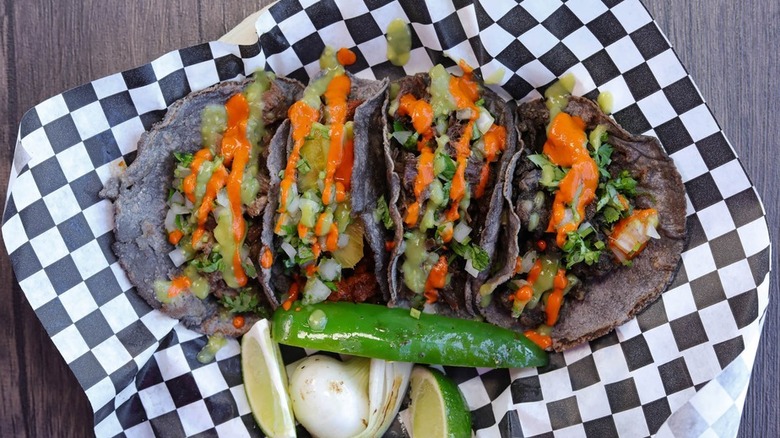 A plate of tacos at Azul Tacos & Beer
