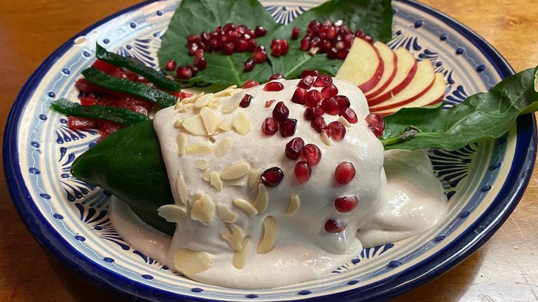 A plate of chile en nogada at Blue Corn Mexican Restaurant & Bar