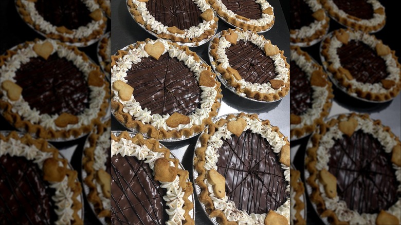 Several whole Chocolate Chess pies