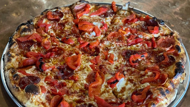 The Bond St. pizza at Cushnoc Brewing Co.