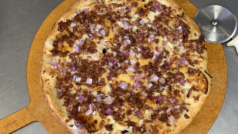 A Bacon Gouda pizza at Tasty Pizza