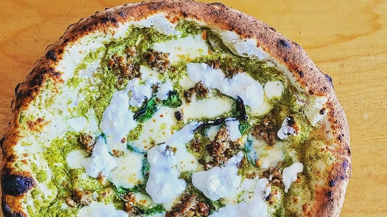 A zucchini and sausage pizza at Mission Pizza Napoletana