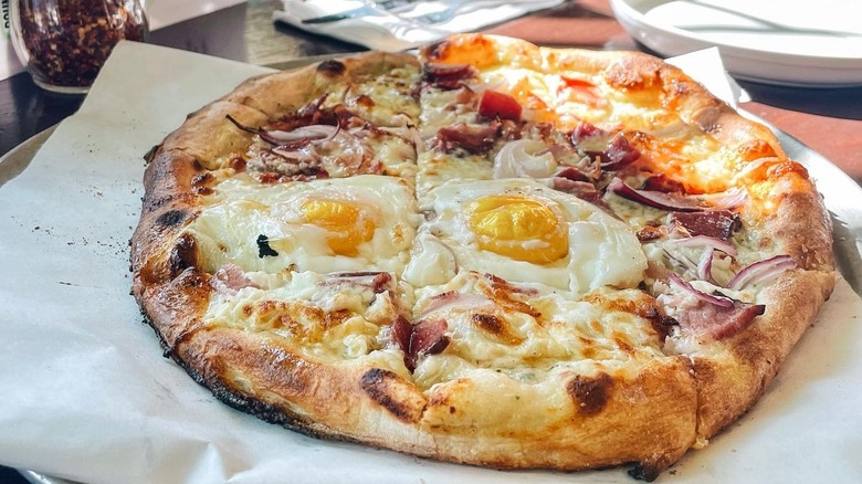 A Lumberjack pizza at Blackbird Woodfire