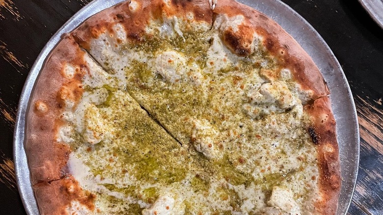 A Pistachio Pesto pizza at EVO Pizzeria