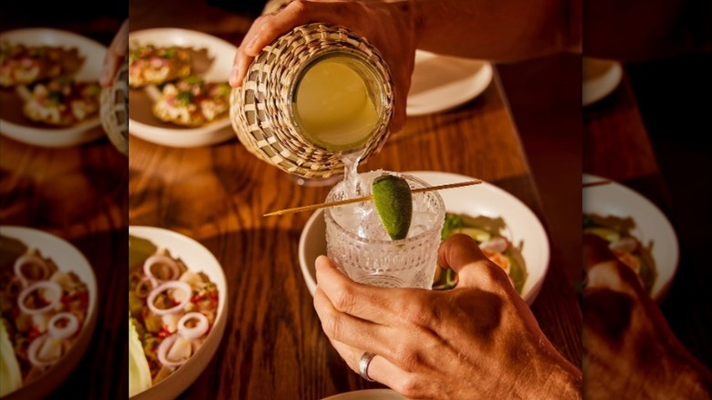 A margarita is poured at No Mames Mexican Cantina