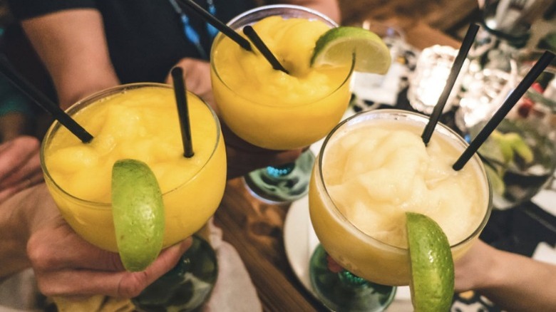 Three frozen margaritas from El Rodeo