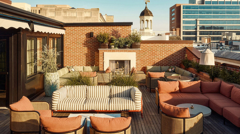 Cozy seating areas outside at The Quoin Rooftop