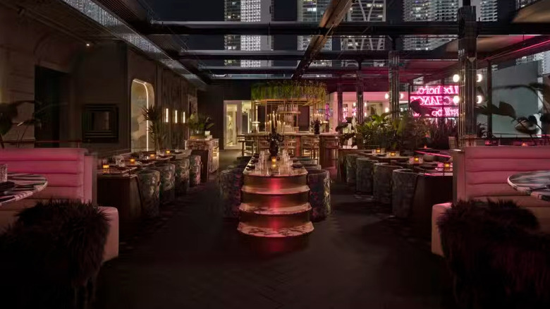 Bar area inside Giselle Miami