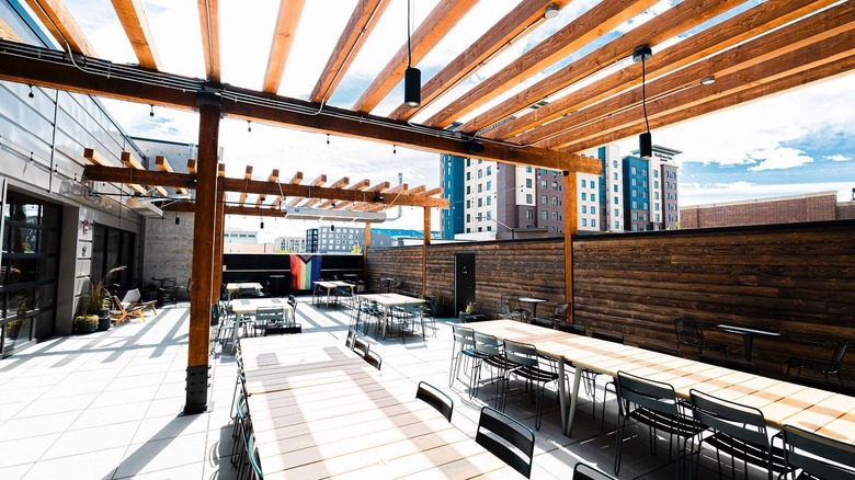 Outdoor seating area at the Hap Hap Lounge