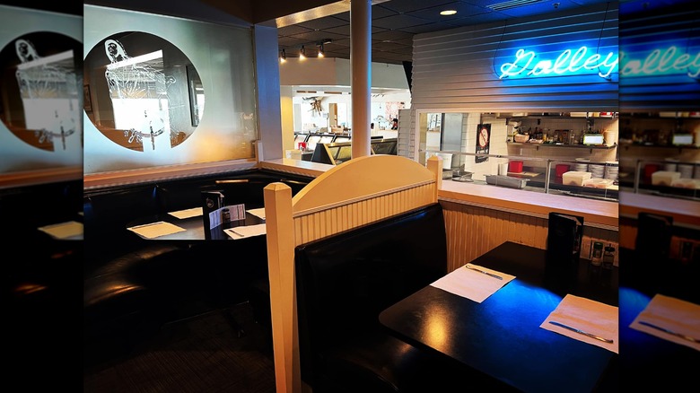 Dining area inside Waterfront Seafood Market and Restaurant
