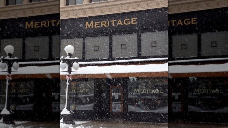 Front facade of Meritage during snow