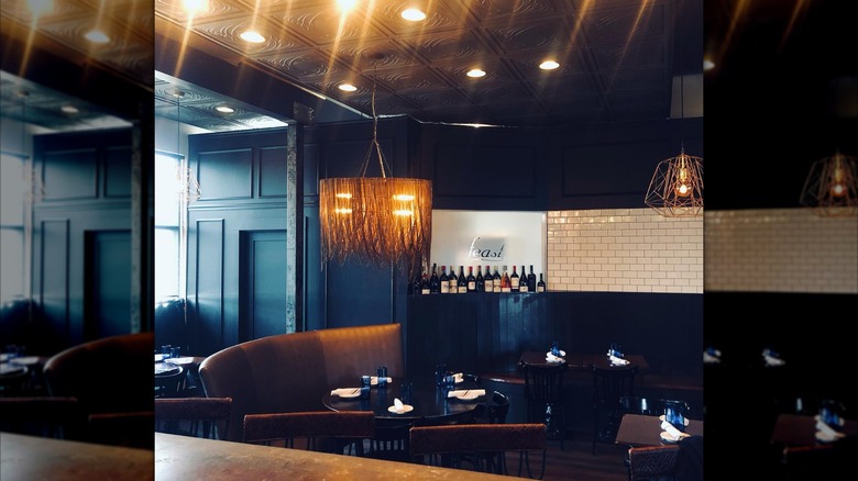 Dining area inside Feast Raw Bar & Bistro