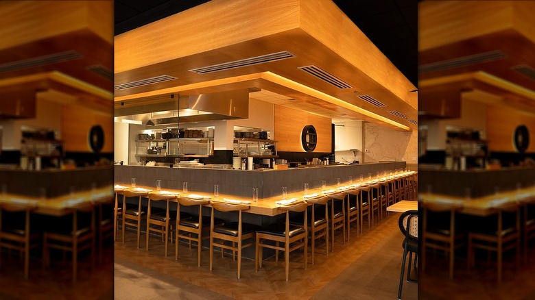 Seating near kitchen inside Shimogamo Japanese Restaurant